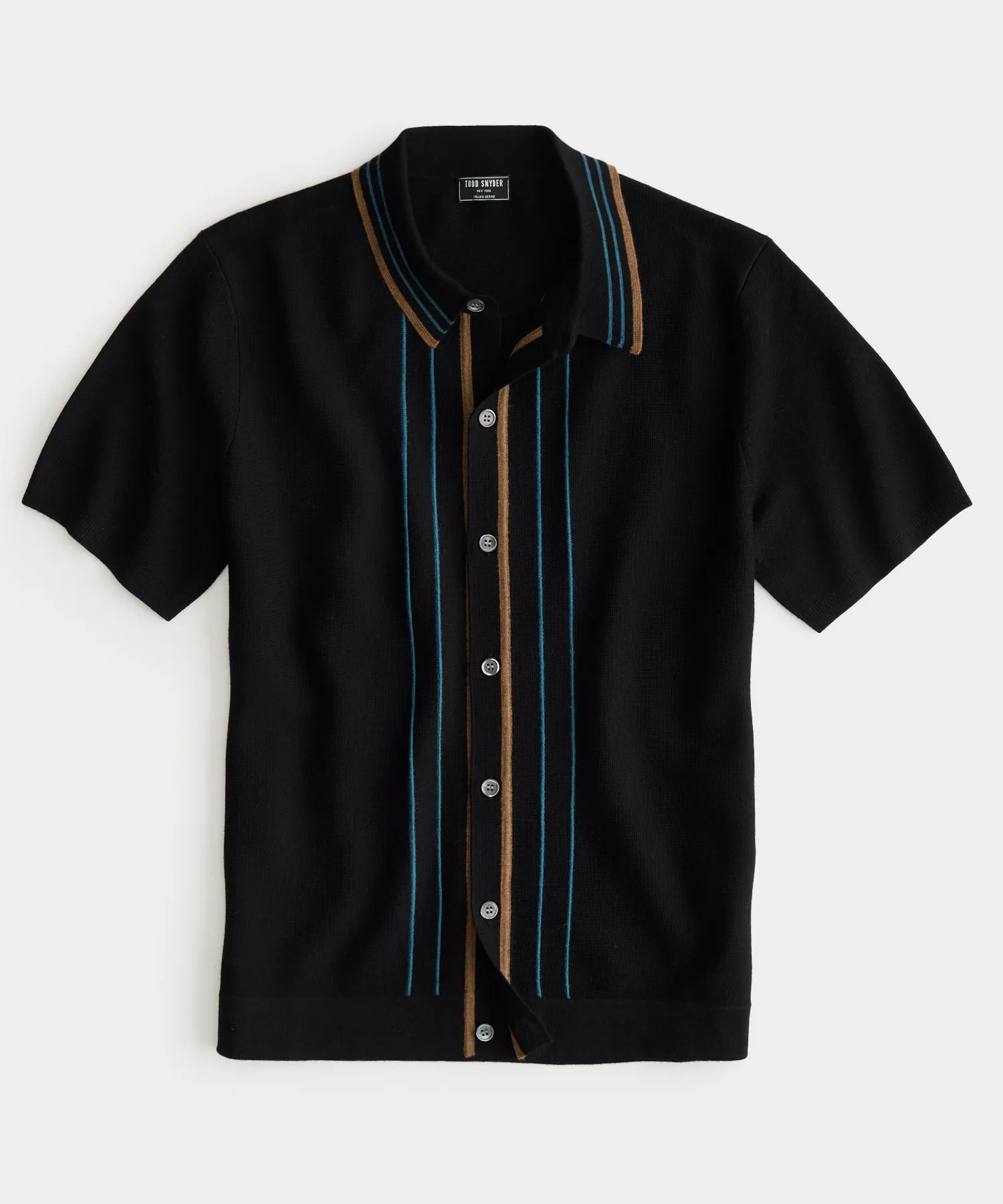 Retro Tipped Merino Polo in Blacktop