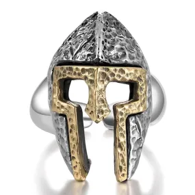 Roman Gladiator Helmet 925 Sterling Silver Adjustable Vintage Biker Ring