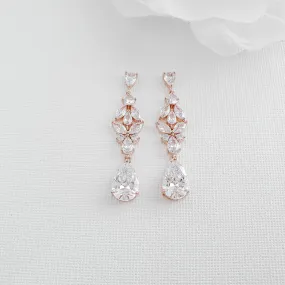 Rose Gold and Cubic Zirconia Earrings-Anne