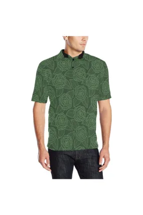 Rose Green Men's Polo Shirt