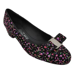 Salvatore Ferragamo Black / Pink Multi Bow Detail Paint Splattered Shoes