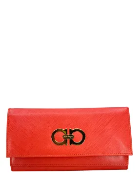 Salvatore Ferragamo Lava Pebbled Calf Gancini Long Wallet