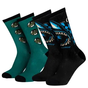 Santa Cruz Shark Trip Sock SCA-SCK-0365
 black green 2 pairs