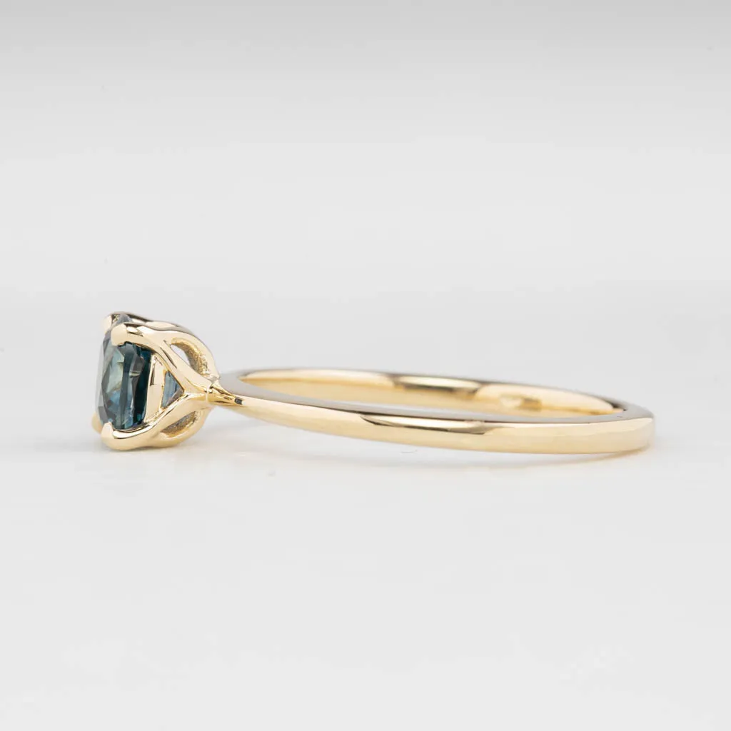 Sara Ring 0.97ct Teal Blue Montana Sapphire, 14K Yellow Gold (One of a kind)