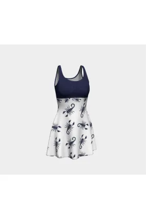 Scorpion in Delft Blue Flare Dress