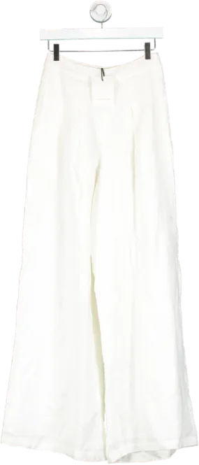 Second Summer Cream Anais Wide Leg Linen Trousers UK XS