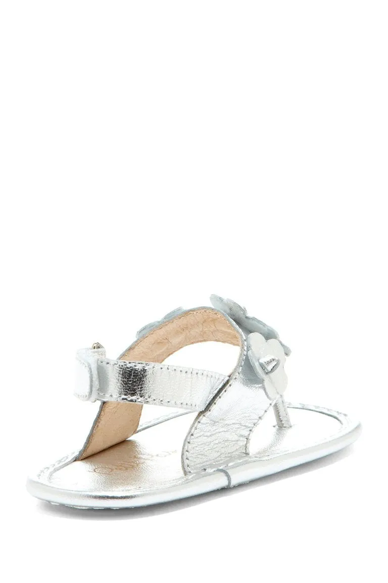 Silver Daisy Applique Sandals