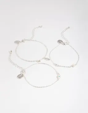 Silver Hamsa & Evil Eye Bracelet Pack