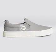 SLIP ON Light Grey Canvas Off-White Logo Sneaker Men