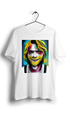 Smiley Kurt Cobain in Eduardo Kobra street -Digital Graphics Basic T-shirt White