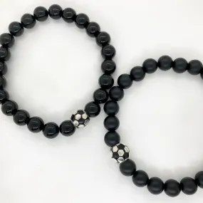 Soccer Ball black Beaded Bracelet