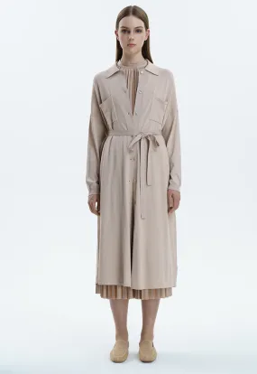 Solid Shirt Jersey Dress With Belt