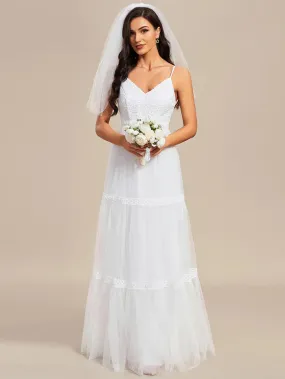 Spaghetti Straps Embroidery Wedding Dresses