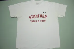 Stanford Track Field Mini Swoosh Check Nike Vintage 90's Stitched Embroidered T-Shirt