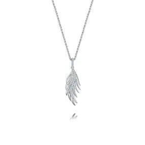 Sterling Silver Cubic Zirconia Angel Wing Feather Necklace