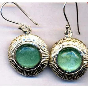 Sterling silver earrings,  roman glass earrings  ,  Israeli roman glass jewelry