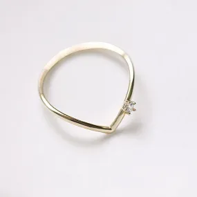 Sterling Silver Gold Plated V-Shaped Ring For Women