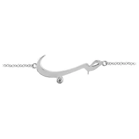 Sterling Silver Love/ (Arabic Script) Bracelet Rhodium Plated