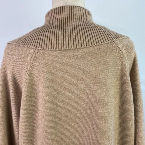 St. John Tan Zip High Neck Cashmere Sweater for Women - Luxurious Softness and Elegant Style