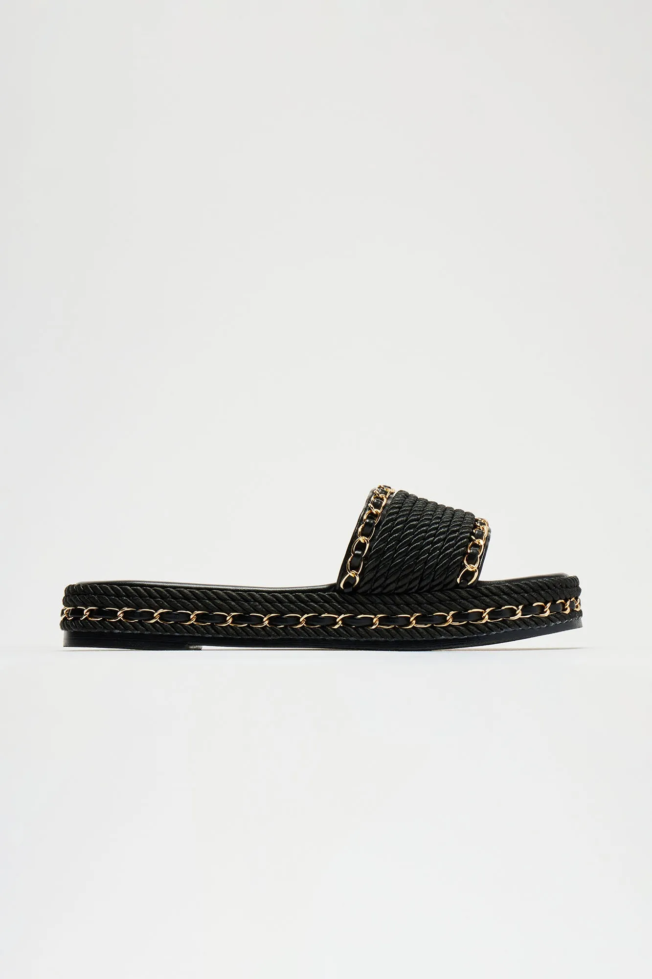 Straight Up Flat Sandals - Black