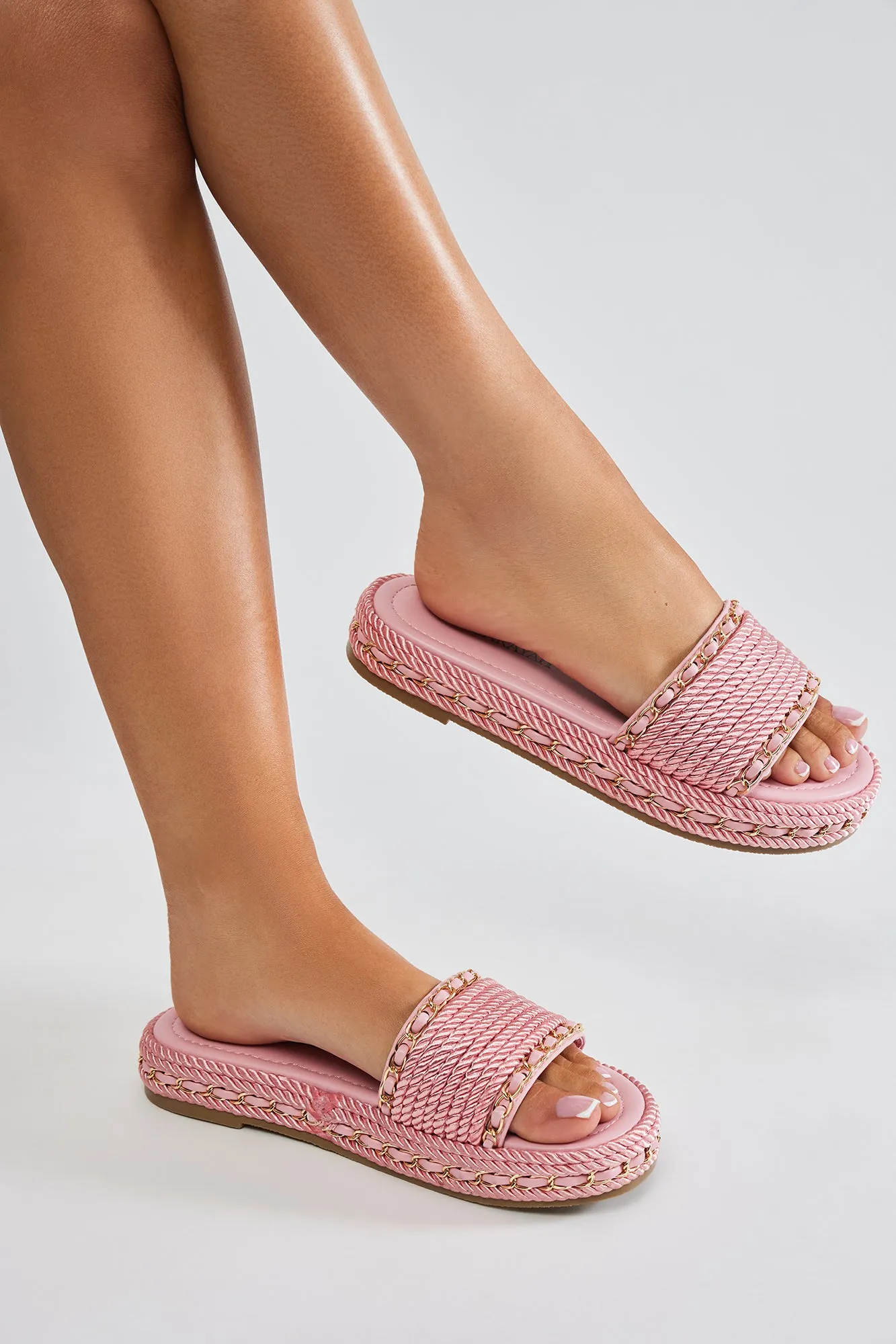 Straight Up Flat Sandals - Pink