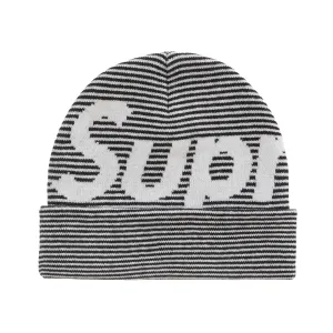 Supreme Big Logo Beanie (FW22) Black Stripe