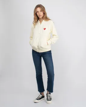 T171 RED HEART ZIP UP HOODIE / IVORY