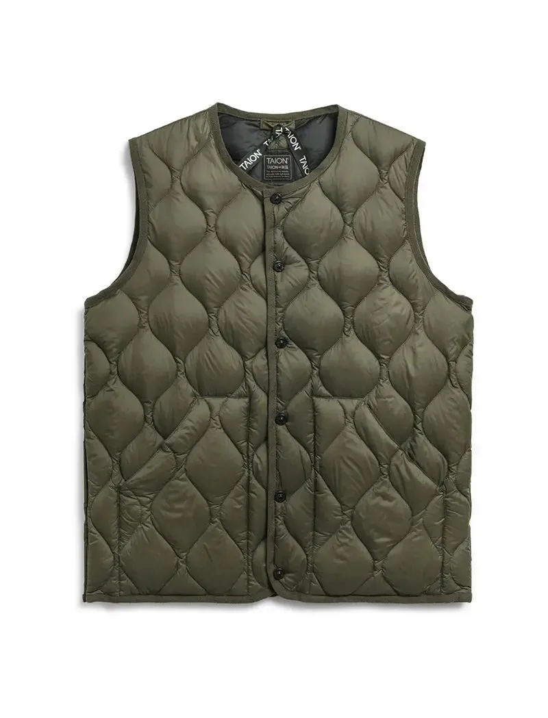 Taion Military Crew Neck Down Vest Soft Shell Dark Olive