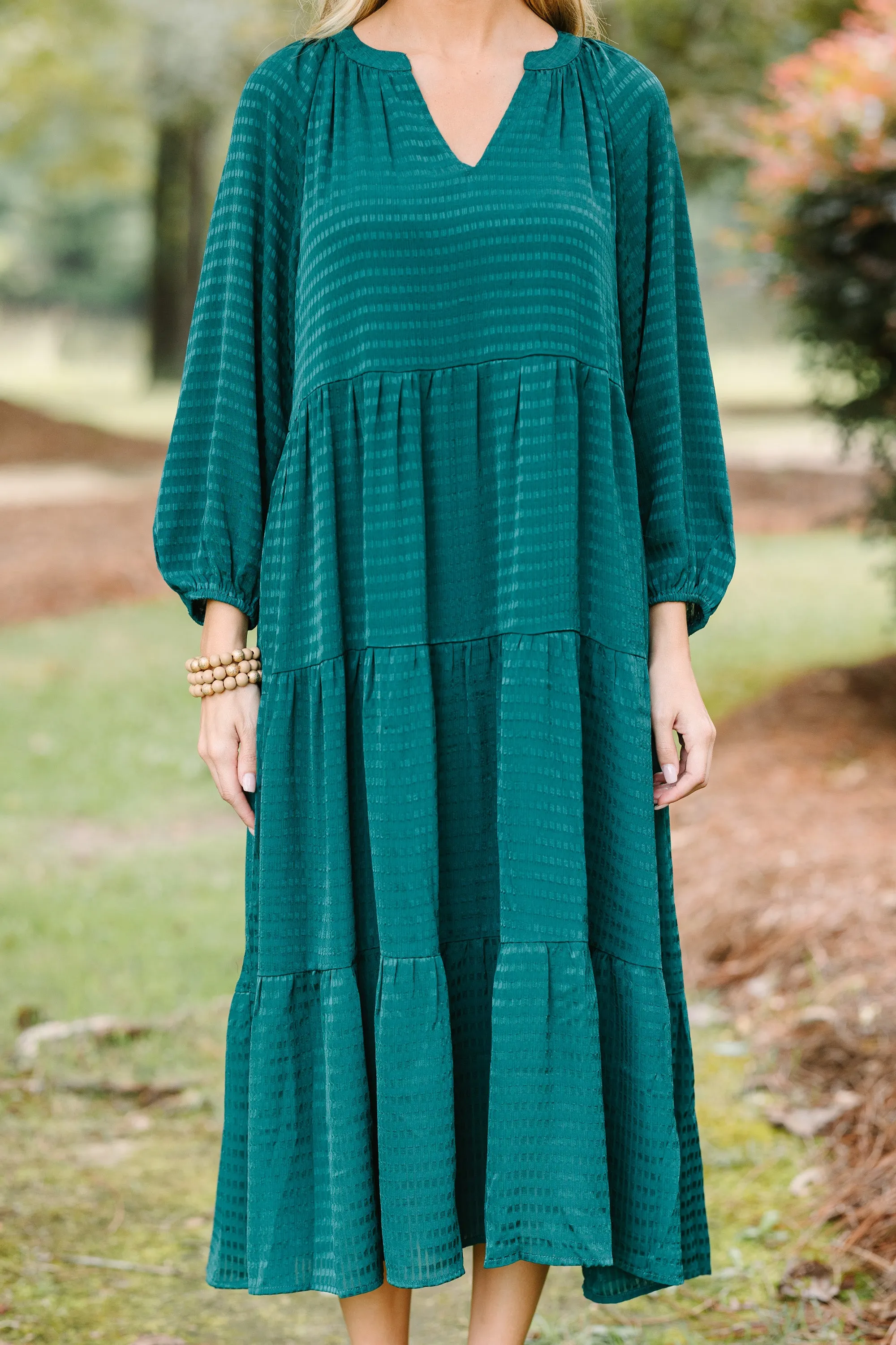 Take The Leap Hunter Green Midi Dress