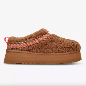 TAZZ BRAIDED SHEEPSKIN PLATFORM SLIPPERS - BROWN