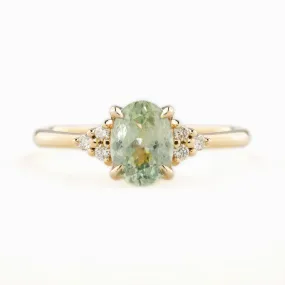 Teresa Ring 1.31ct Light Green Montana Sapphire, 14k Yellow Gold (One of a kind)