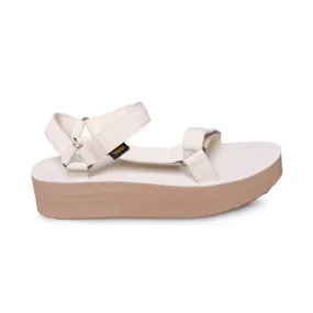 Teva Flatform Universal Up Leather White Swan Sandals - Women's