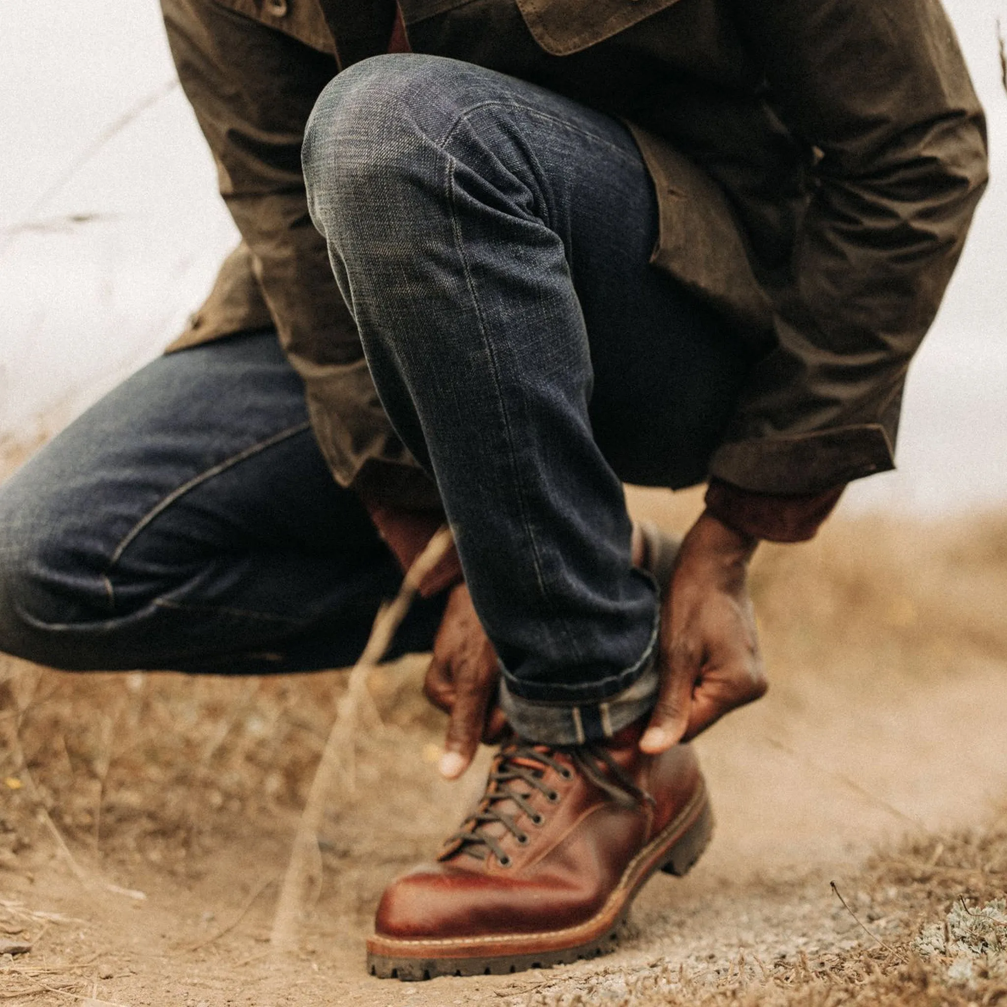 The Democratic Brushed Back Jean in Collins Resin Wash Selvage Denim