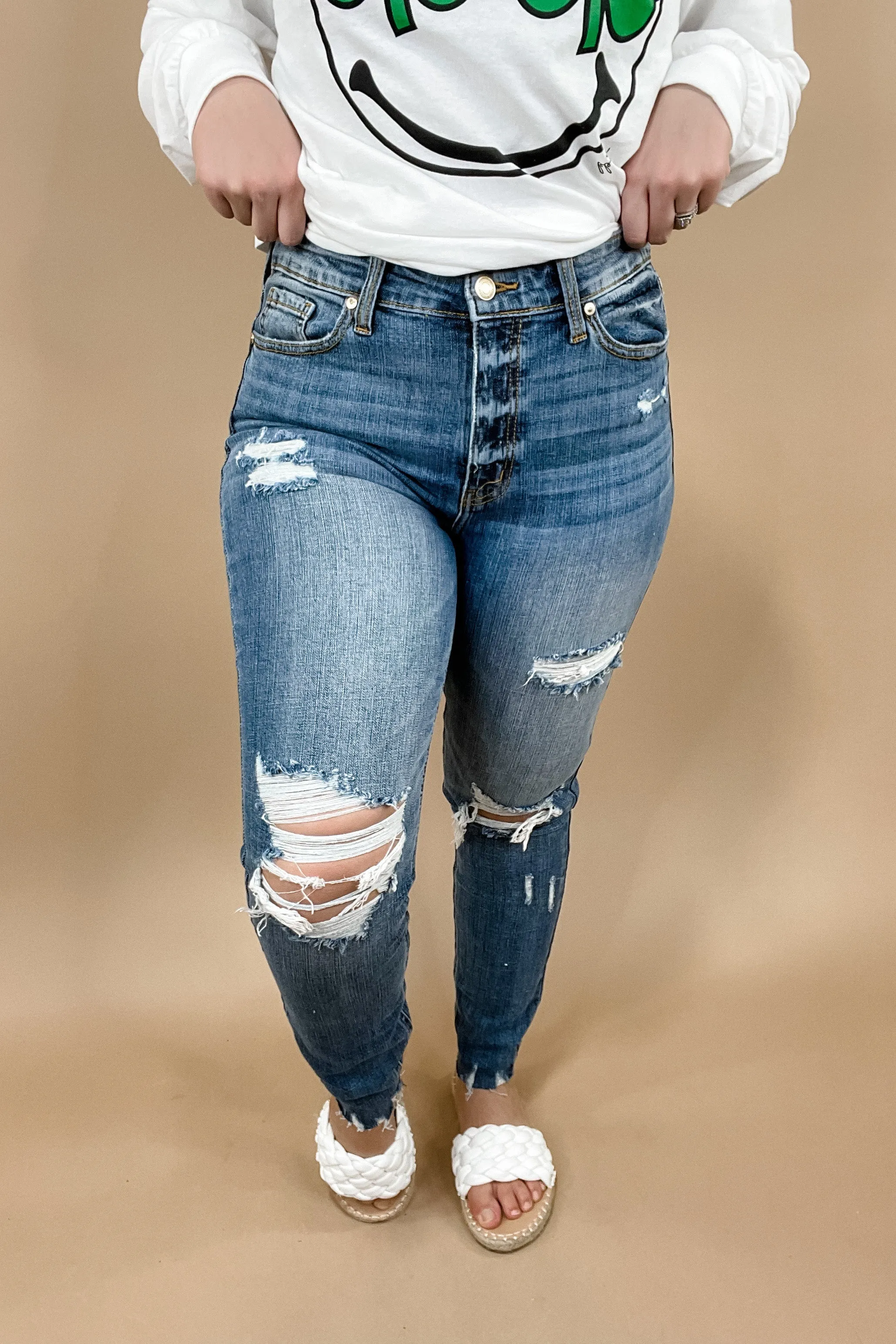 The Kendra's- Light Wash Distressed Skinny Jeans