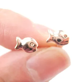 Tiny Fish Shaped Guppies Stud Earrings in Rose Gold | DOTOLY