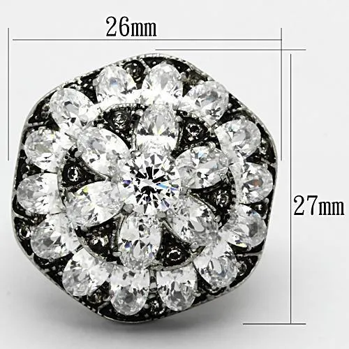 TK1016 High polished (no plating) Stainless Steel Ring with AAA Grade CZ in Clear