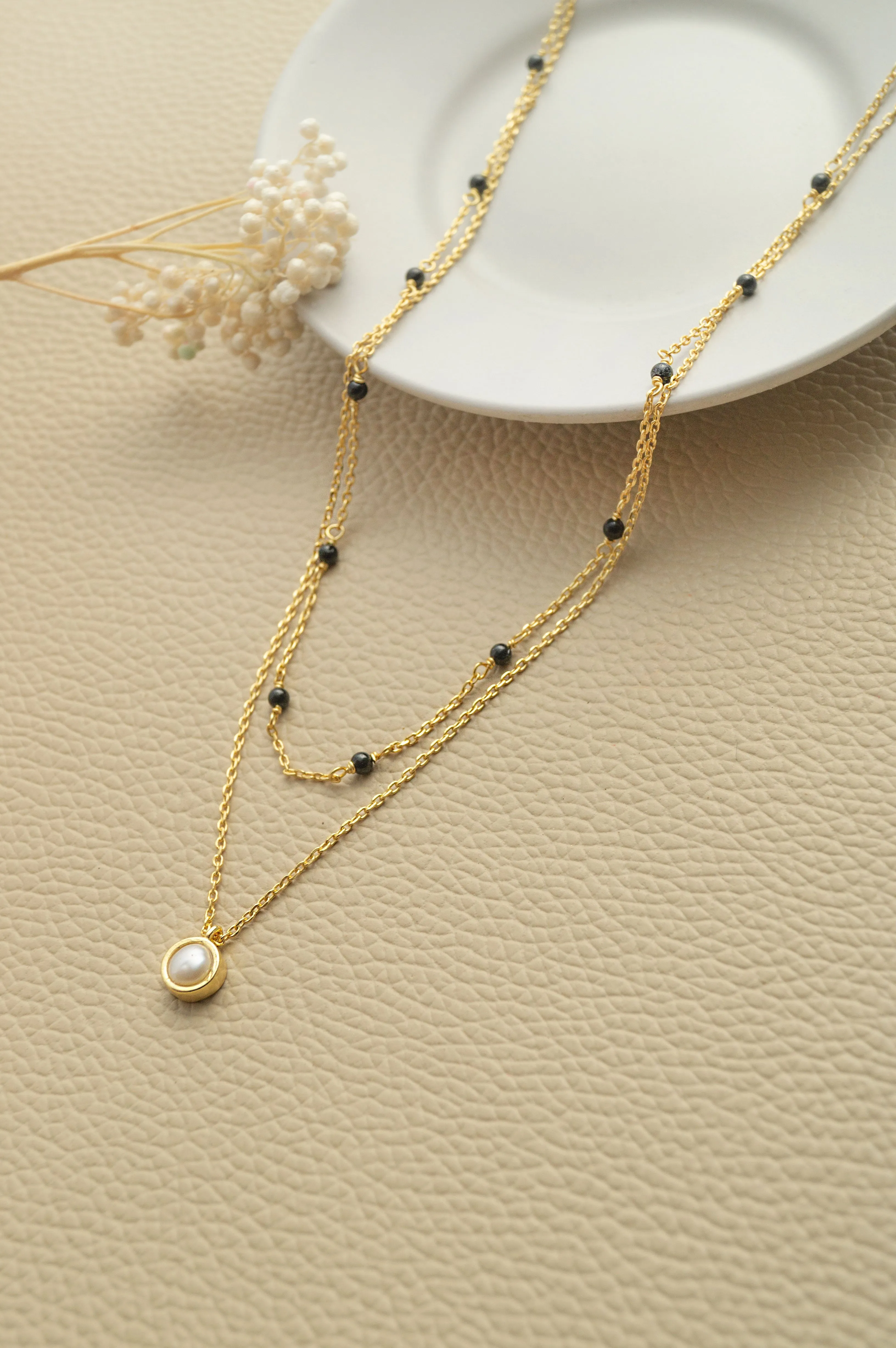 Trending Multilayer With Pearl Rose Gold Plated Sterling Silver Mangalsutra Necklace