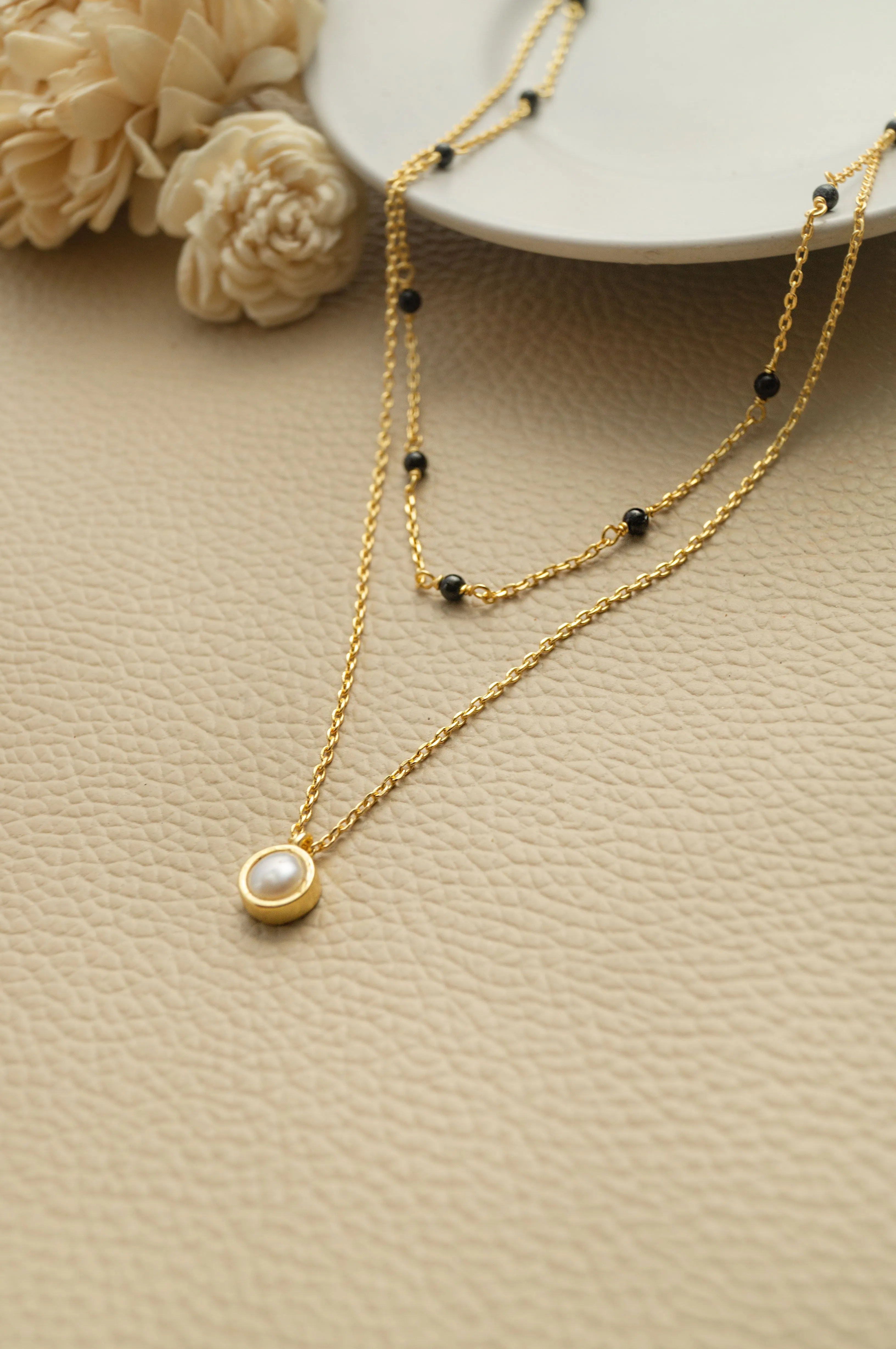 Trending Multilayer With Pearl Rose Gold Plated Sterling Silver Mangalsutra Necklace