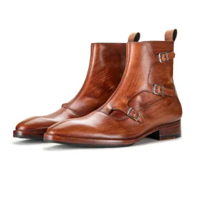 Triple Monk Strap Boots - Wooden