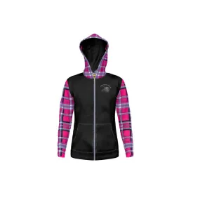 TRP Twisted Patterns 06: Digital Plaid 01-04A Ladies Designer Full Zip Hoodie