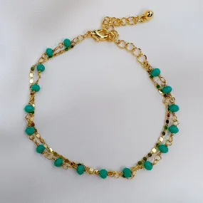 Turquoise Rosary Chain Bracelet