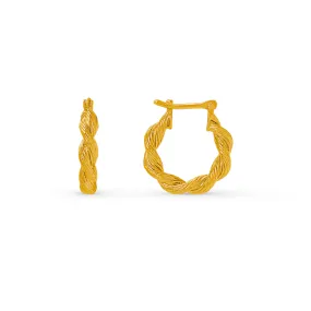 Twist Textured Small Hoop Earrings - Gold