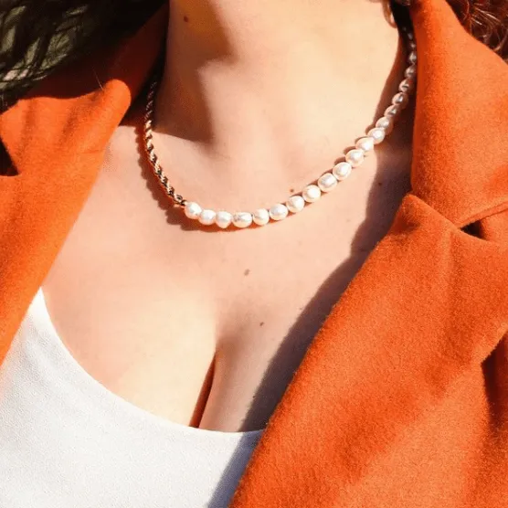 Twisted Chain Freshwater Pearl Necklace