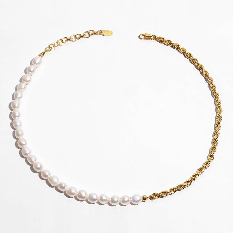 Twisted Chain Freshwater Pearl Necklace