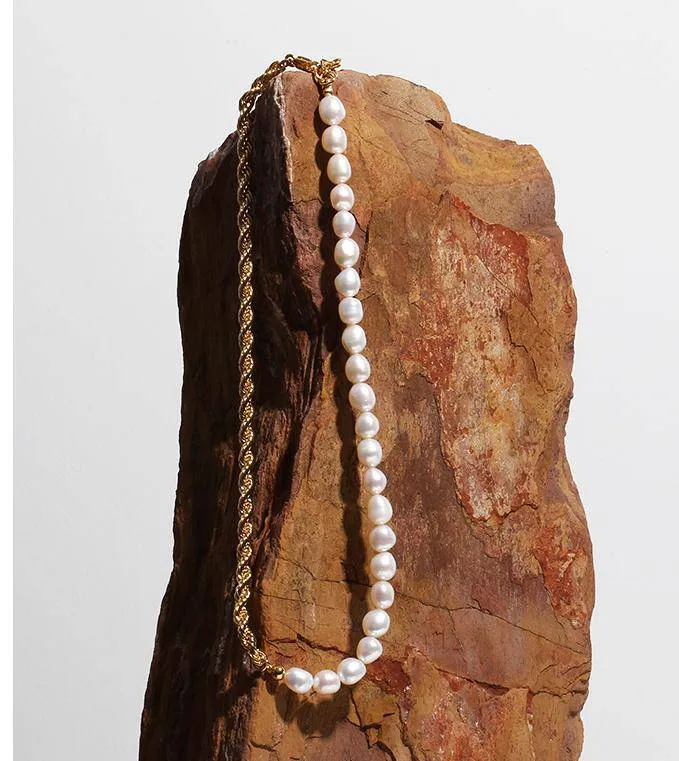 Twisted Chain Freshwater Pearl Necklace