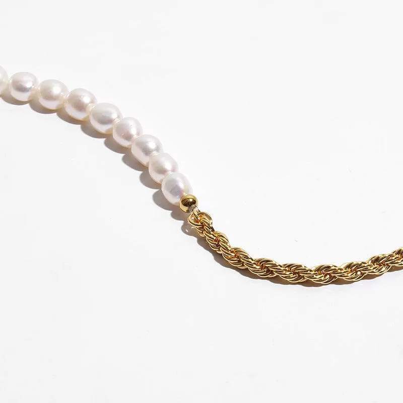 Twisted Chain Freshwater Pearl Necklace