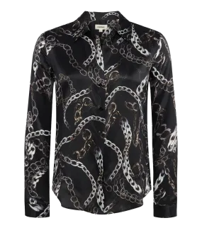 Tyler Long Sleeve Shirt in Black Multi Grunge Chain