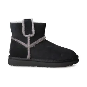 UGG Classic Mini Spill Seam Black Boots - Women's