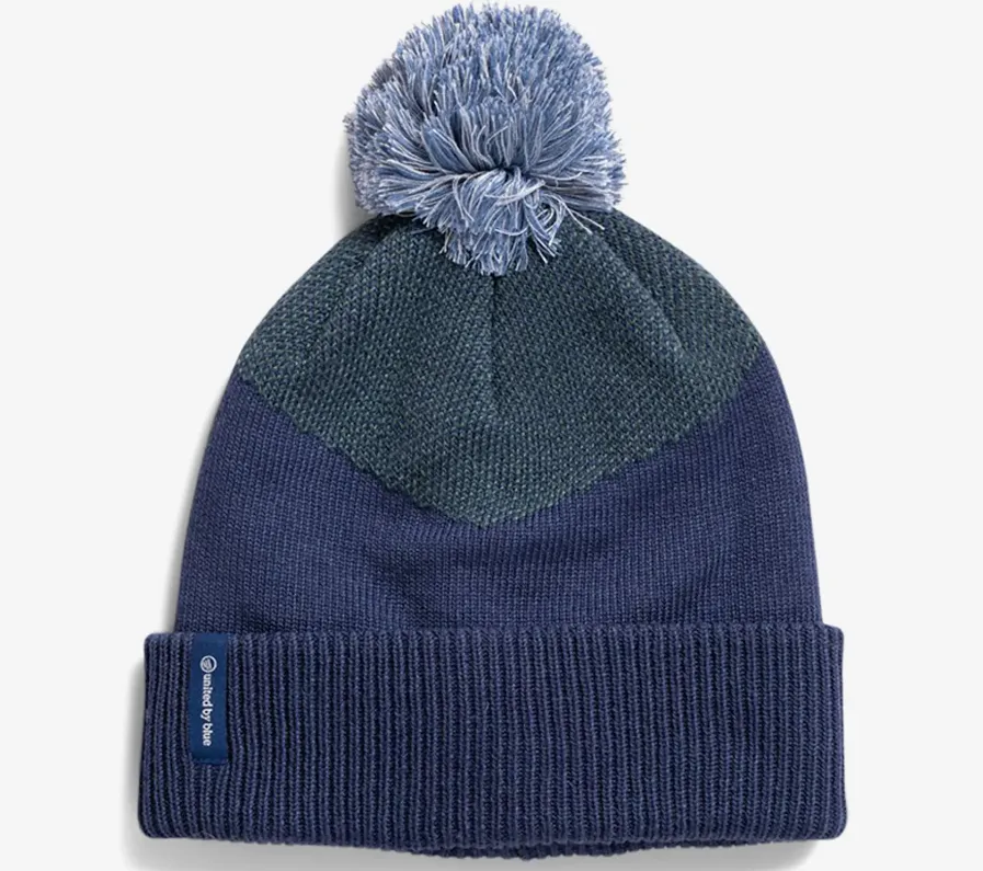 UNITED BY BLUE BEANIE CHEVRON BIRDSEYE POM