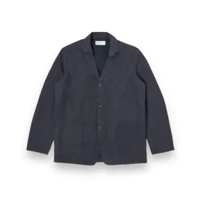 Optimized Title: Universal Works Mens Three-Button Navy Puppytooth Linen Blend Jacket - Style 30500